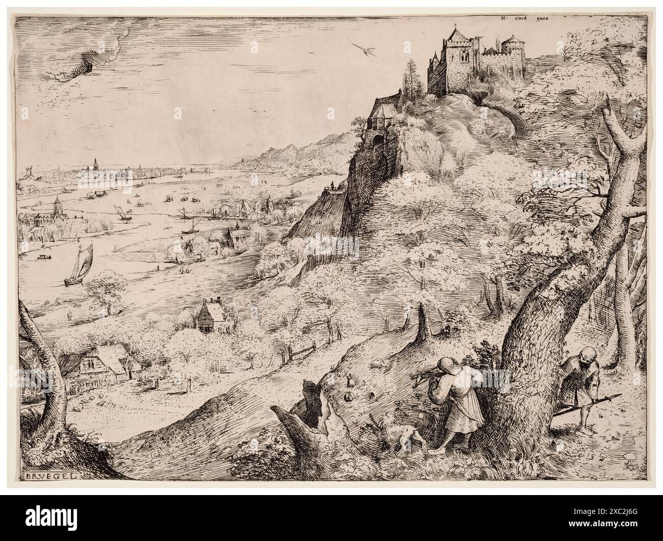 Pieter Brueghel der ältere, die Kaninchenjäger, Ätzen, 1560 Stockfoto Pieter Brueghel der ältere, die Kaninchenjäger, Ätzen, 1560 Stockfoto