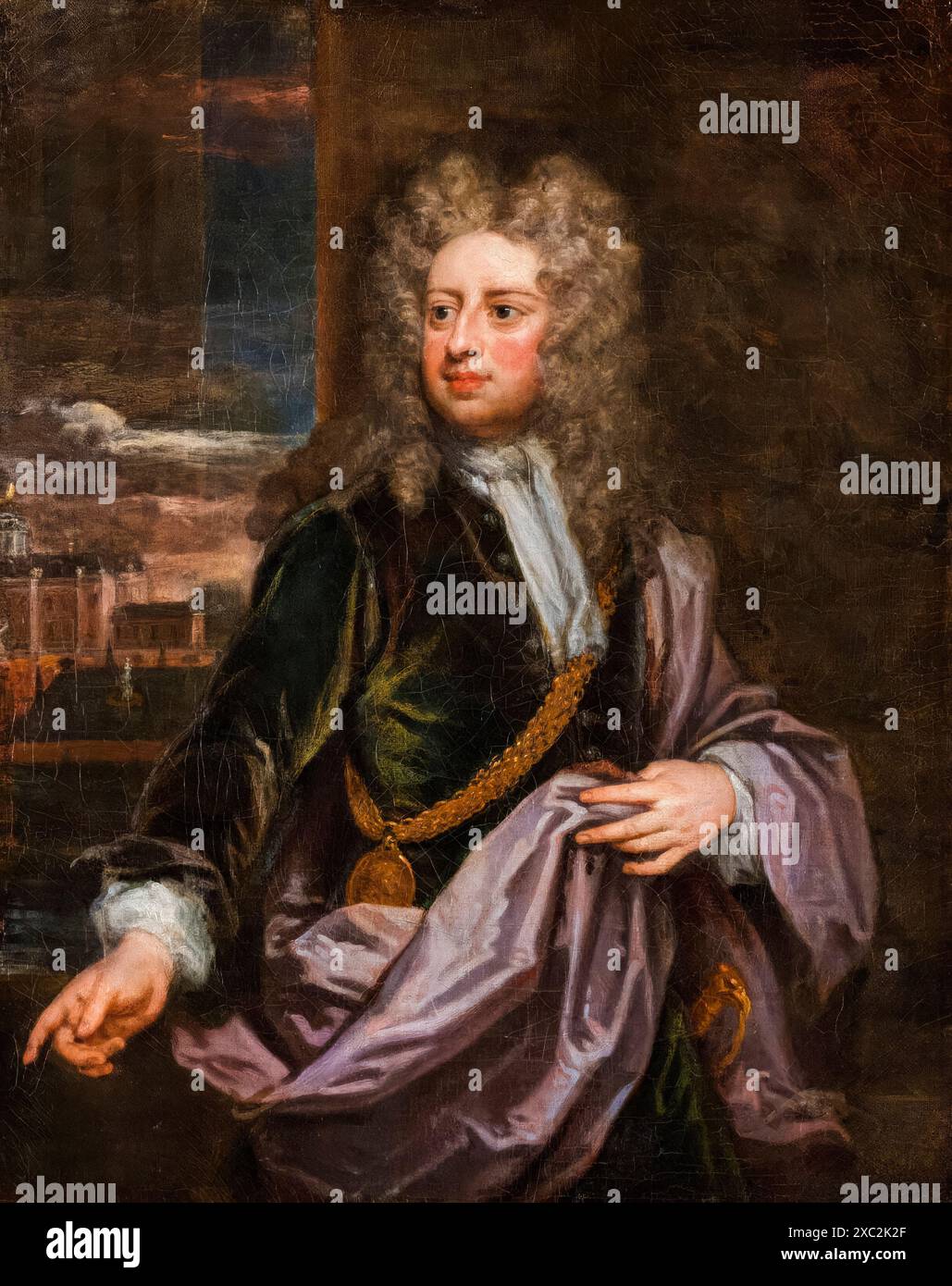 Sir Godfrey Kneller (1646–1723), Selbstporträtgemälde des deutschen (späteren britischen) Künstlers und Porträtmalers, Öl auf Leinwand, 1706-1711 Stockfoto