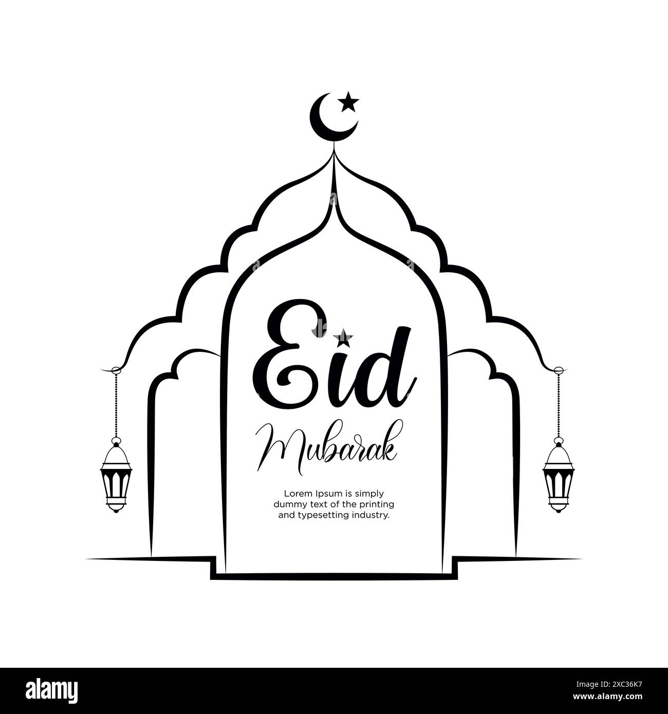 EID Mubarak Festival mit Moschee Vektor Illustration isoliert Hintergrund Stock Vektor