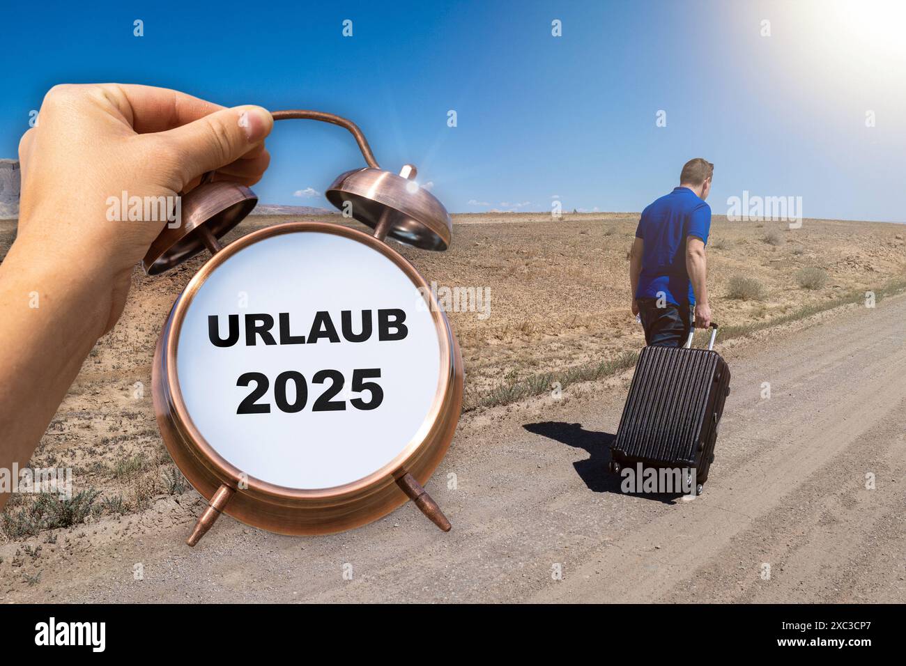 Deutschland 13. Juni 2024 Urlaub 2025, steht auf einem Wecker. Ein