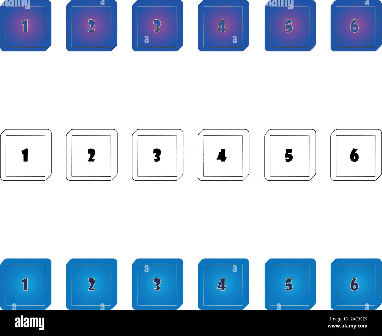 D6-Würfel-Symbol für das Brettspiel. Linien- und Verlaufsstil. Stock Vektor