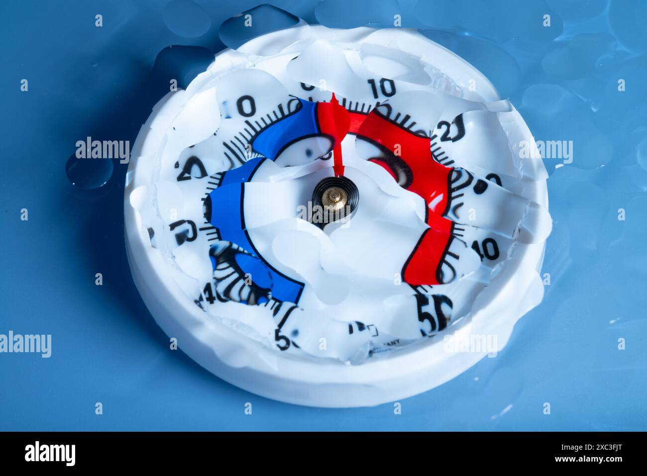 Bimetallthermometer Null Grad Celcius Stockfoto