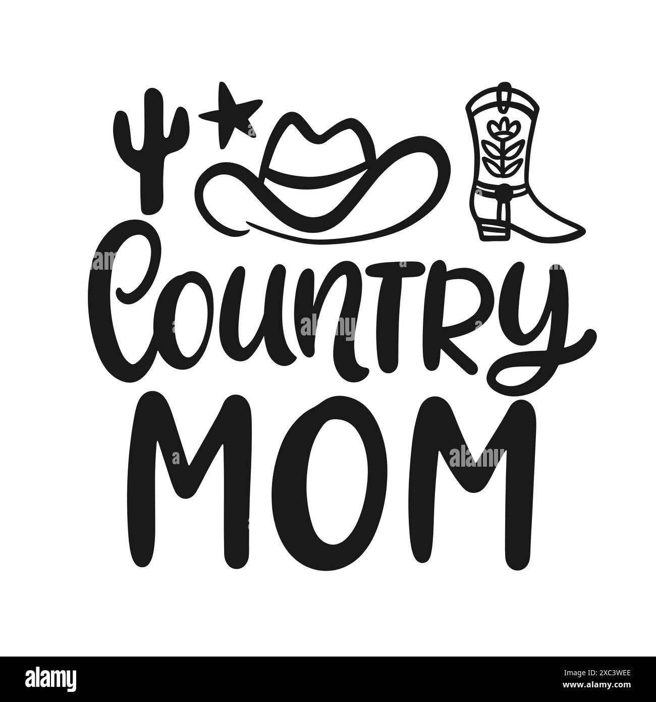 Country Mom Kalligraphie. Muttertagsbeschriftung Stock Vektor