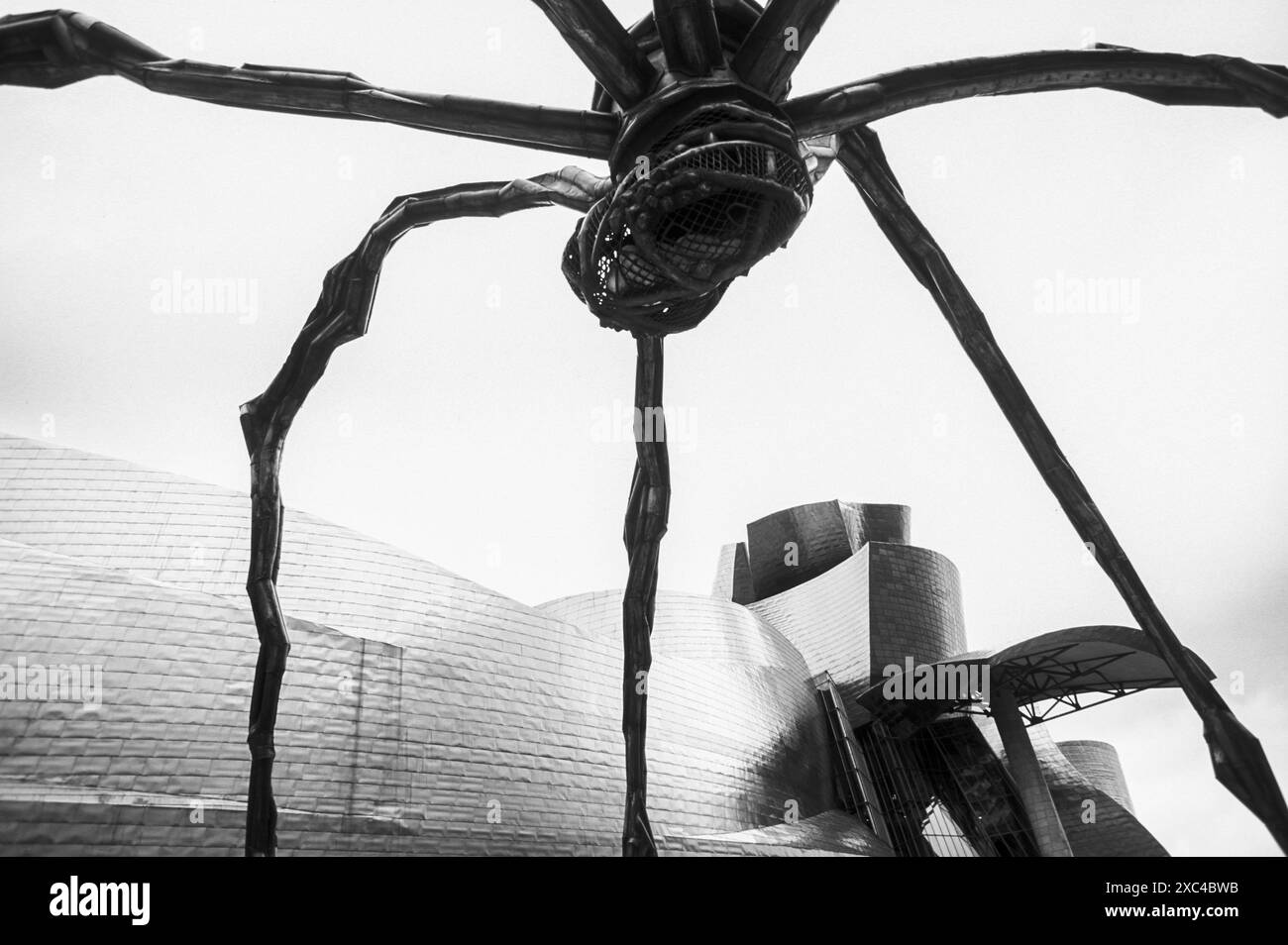 Guggenheim Museum, zeitgenössische Kunst des Architekten Frank Gehry und die Skulptur der Spinne von Louise Bourgeois, Bilbao, Spanien Stockfoto