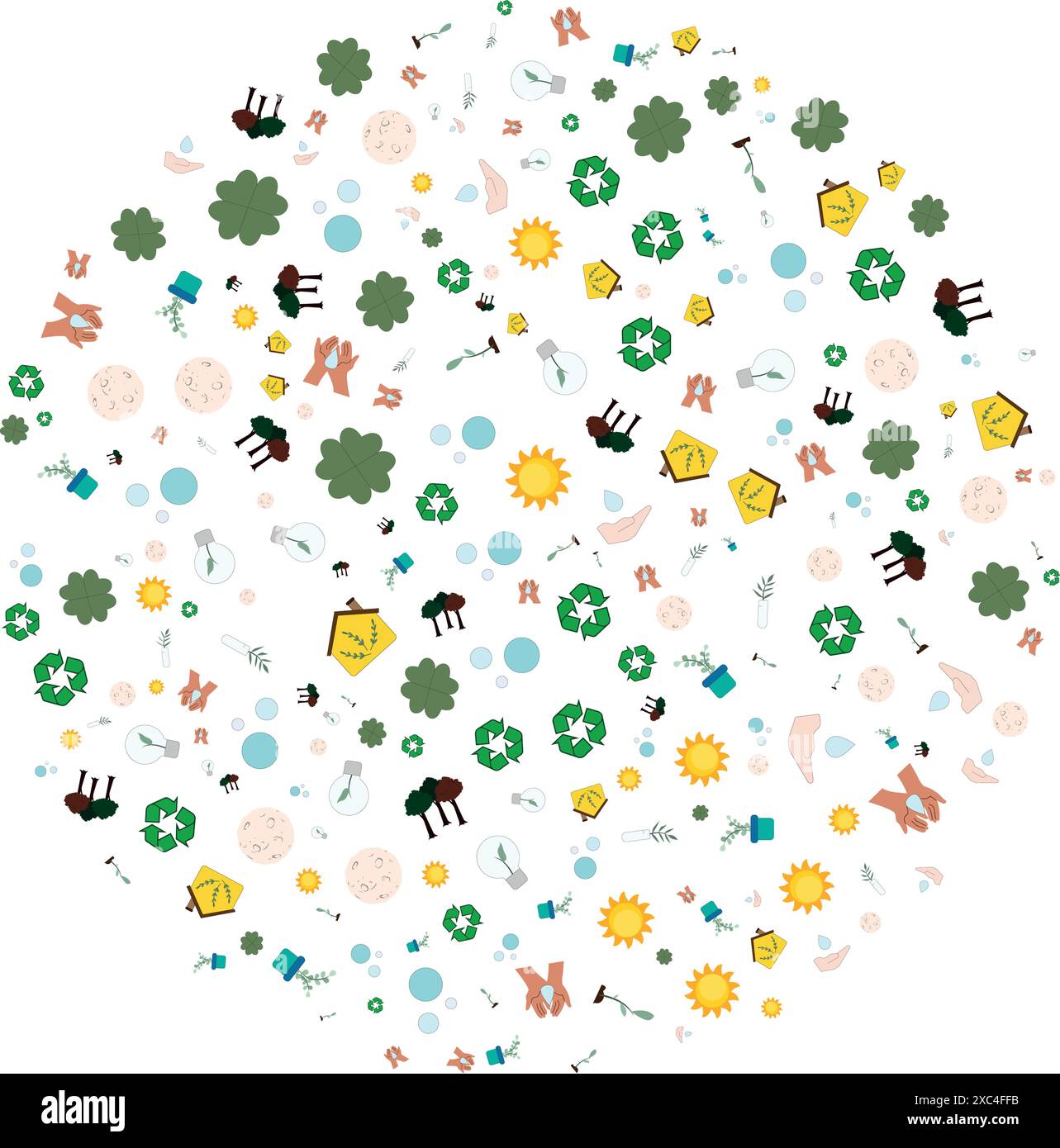 Happy Earth Day! Vektorabbildungen von Ökologie, Logo, Umweltschutz und Umweltschutz, Blättern, Bäumen, Linien und geometrischen Mustern Stock Vektor