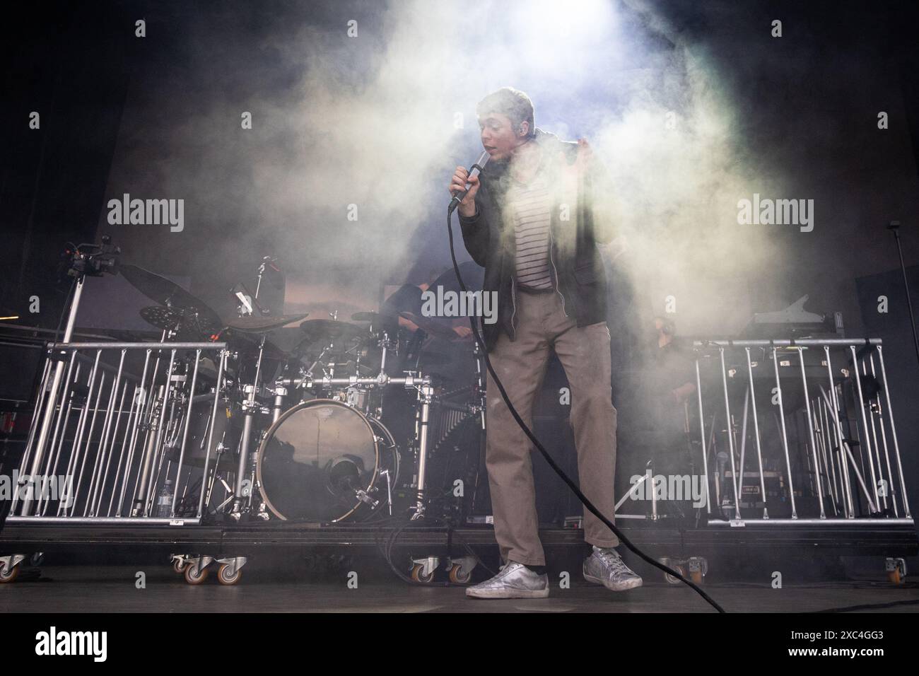 Trondheim, Norwegen. Juni 2024. Der norwegische Rapper Cezinando spielt ein Live-Konzert während des norwegischen Musikfestivals Neon Festival 2024 in Trondheim. Stockfoto