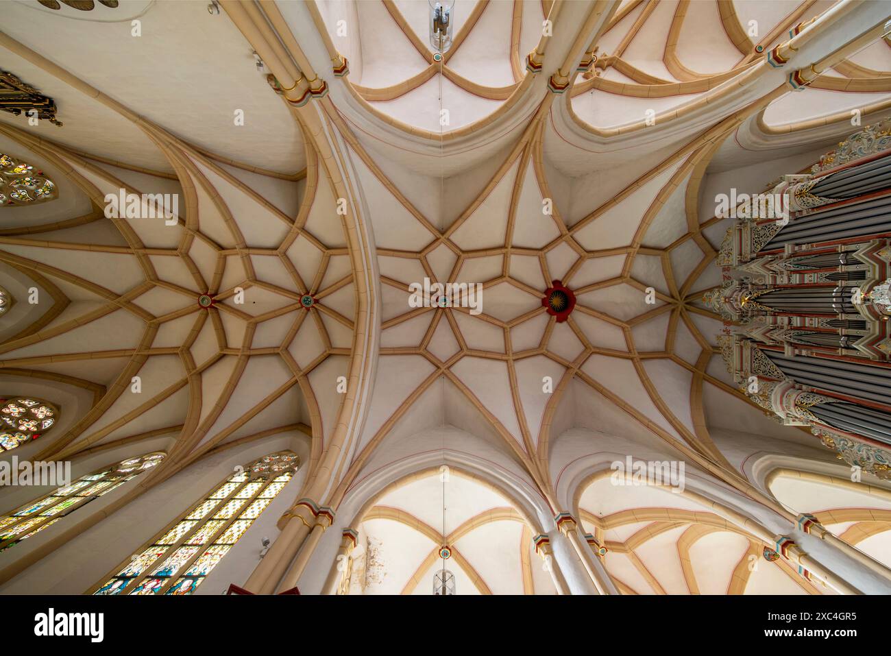 Eschwege, Evangelische Marktkirche St. Dionys, Gewölbe im Mittelschiff und Chor Stockfoto