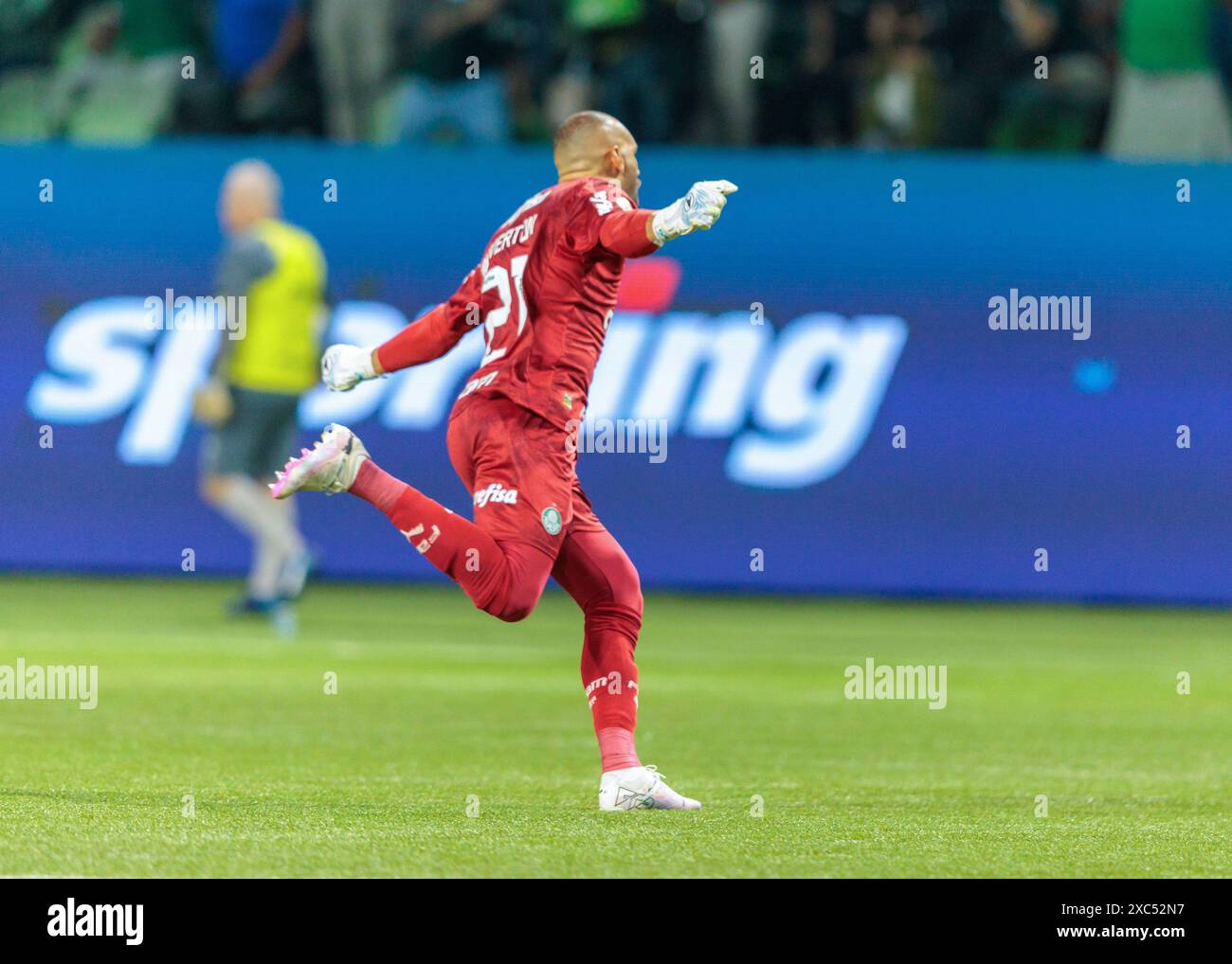 São Paulo (SP), Brasilien, 13. Juni 2024 - Fußball / brasilianische Meisterschaft 2024 - Torhüter Weverton aus Palmeiras, während des Spiels zwischen Palmeiras und Vasco da Gama, für die achte Runde der brasilianischen Meisterschaft 2024, die am Donnerstag Abend (13.) im Allianz Parque ausgetragen wurde. (Quelle: Vilmar Bannach/Alamy Stockfoto