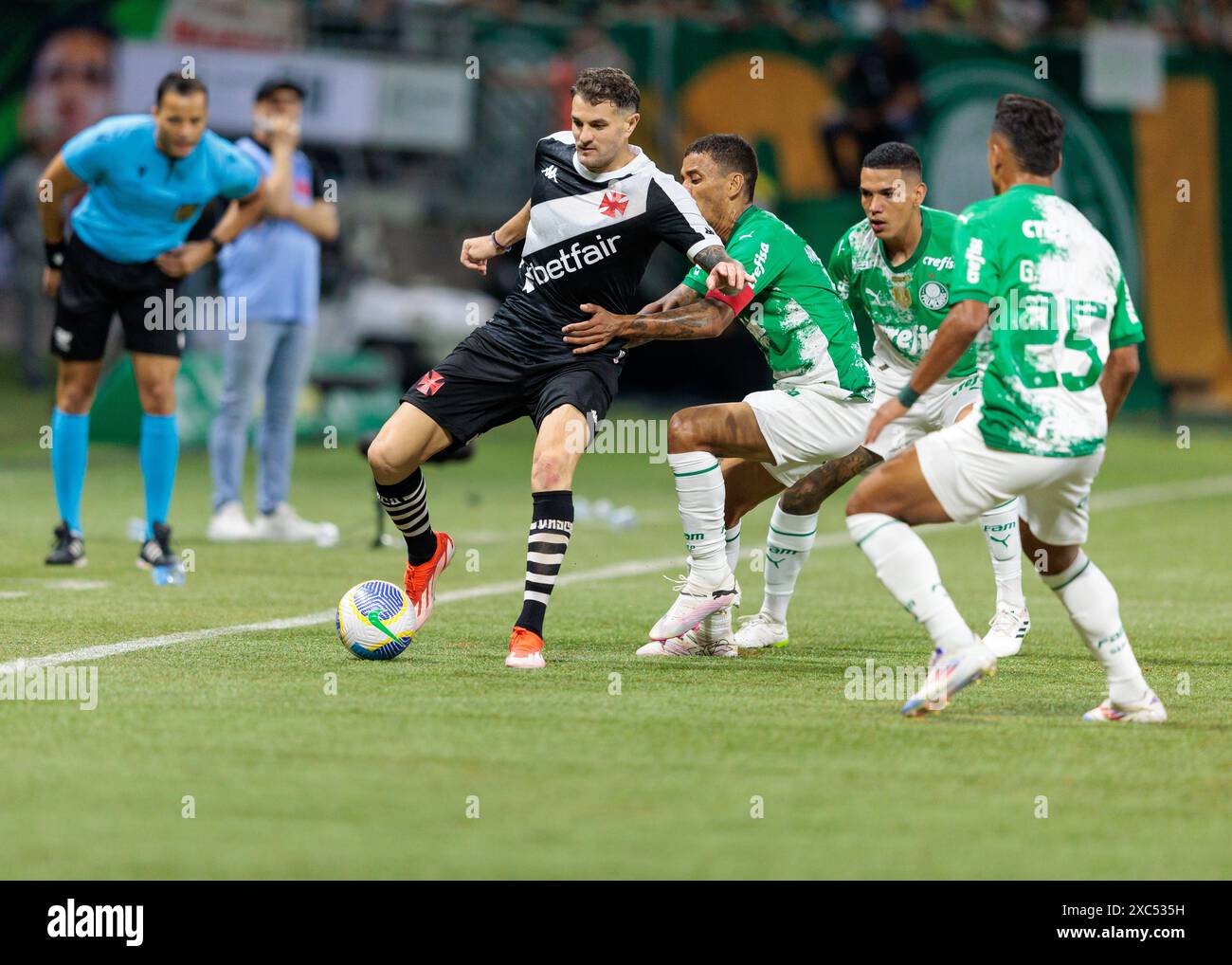 São Paulo (SP), Brasilien, 13. Juni 2024 - Fußball / brasilianische Meisterschaft 2024 - Spiel zwischen Palmeiras und Vasco da Gama, für die achte Runde der brasilianischen Meisterschaft 2024, die am Donnerstagabend (13.) im Allianz Parque ausgetragen wird. (Quelle: Vilmar Bannach/Alamy Stockfoto