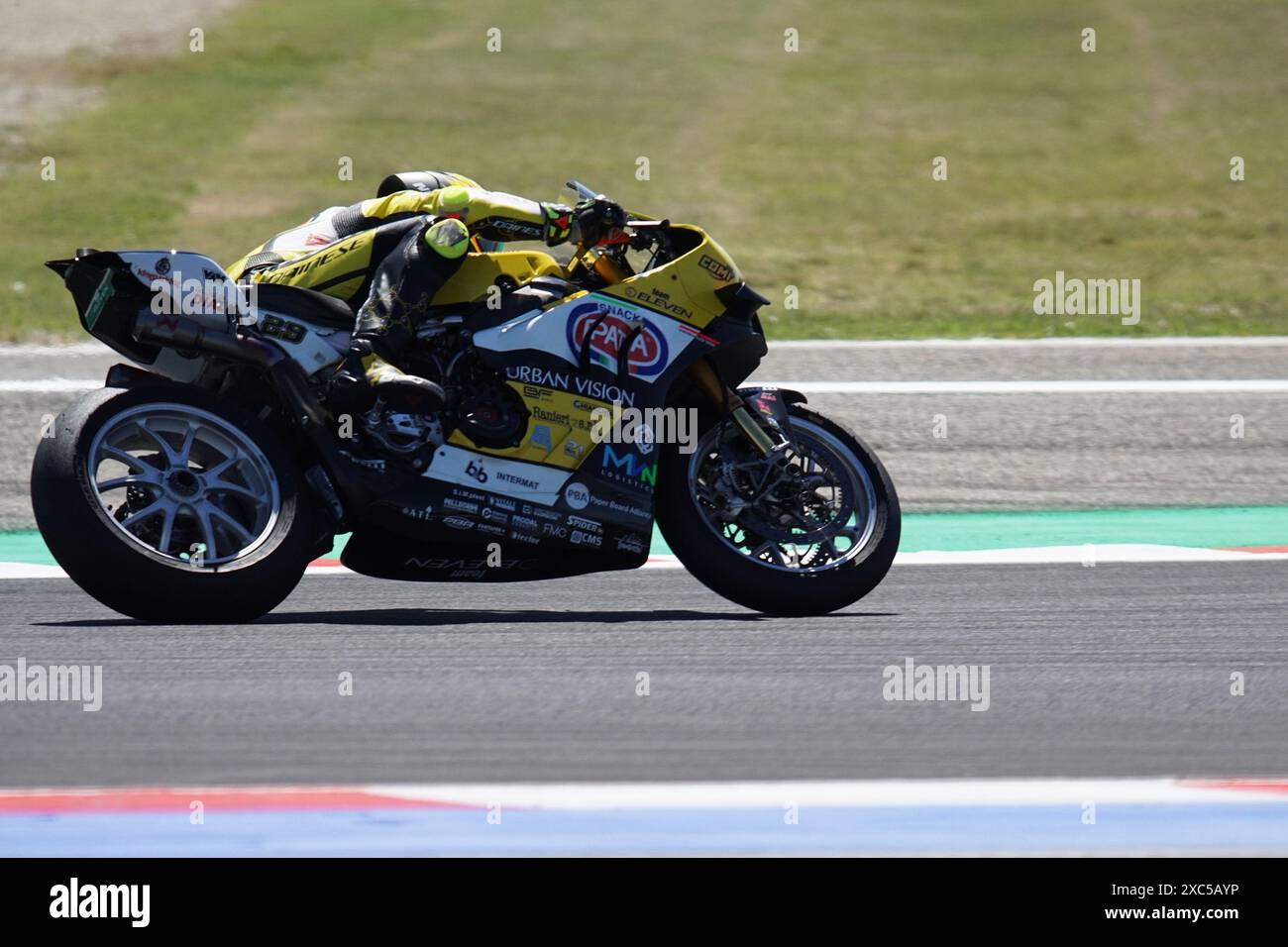 Foto Costanza Benvenuti/LaPresse 14.06.2024 - Sport-Motociclismo-2024-Motul FIM Superbike WM-Runde 04-Pirelli Emilia-Romagna Runde Misano World Circuit Marco Simoncelli &#x2013; FP1-FP2 nella Foto: Andrea Iannone - DucatiPHOTO Costanza Benvenuti/LaPresse 14.06.2024 - Sport-Motorradsport-2024-Motul FIM Superbike World Championship-Runde 04-Pirelli Emilia-Romagna Round-Misano World Circuit Marco Simoncelli &#x2013; FP1-FP2 auf dem Foto: Andrea Iannone - Ducati Stockfoto
