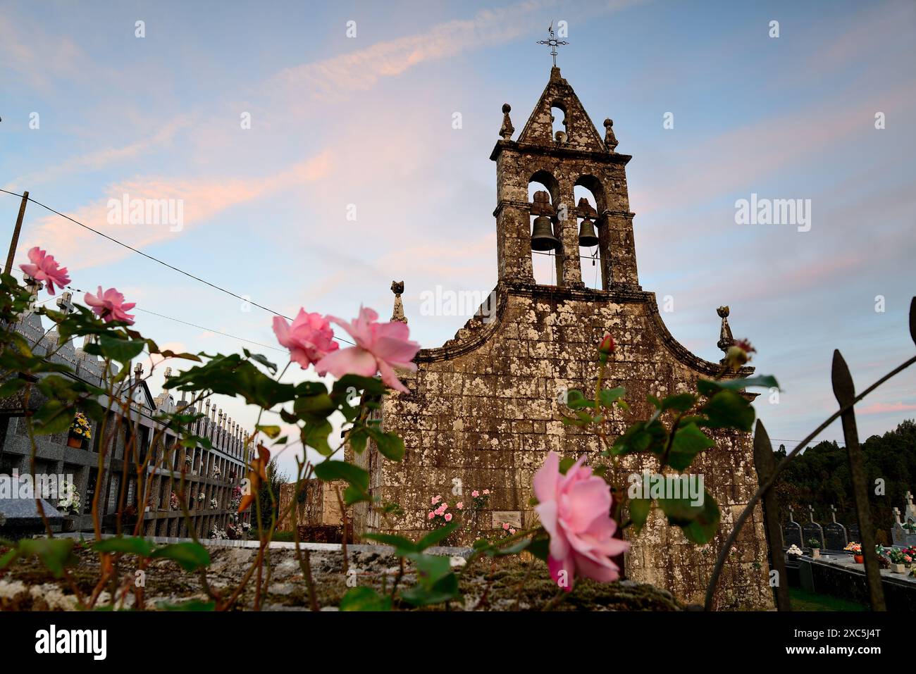 Kirche Santa Baia von Bubal, Carballedo, Lugo, Spanien Stockfoto