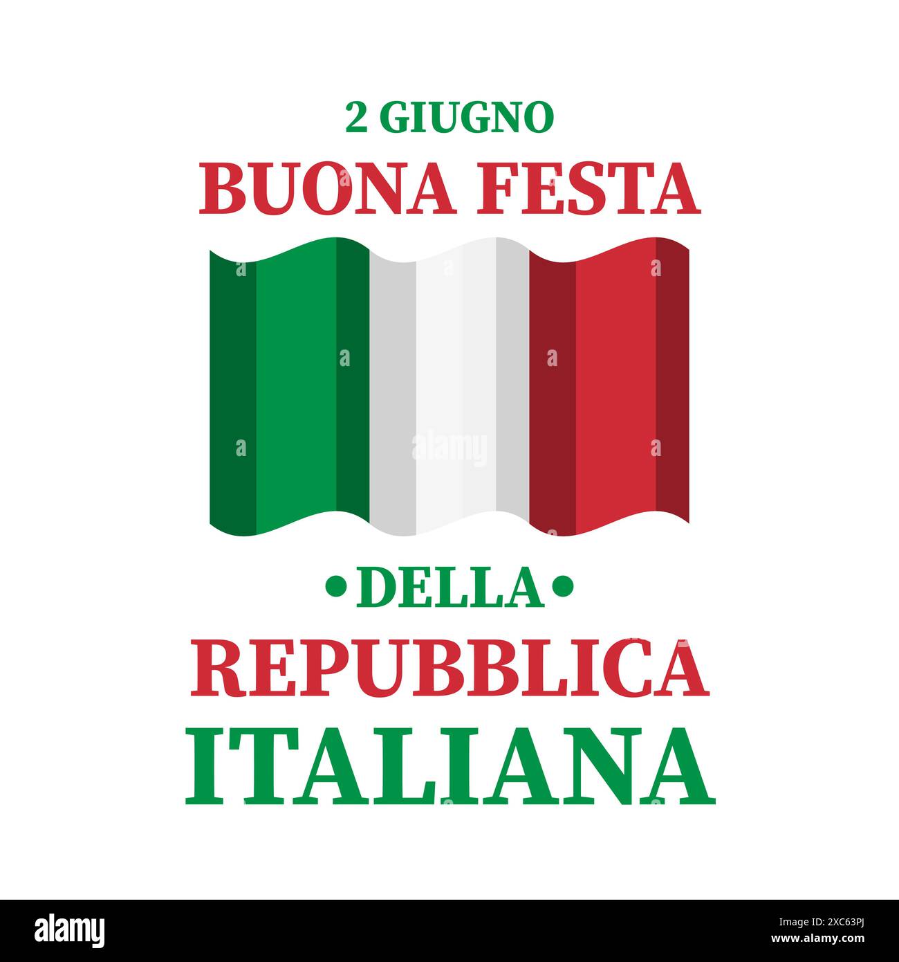 Poster zum Tag der Italienischen Republik in italienischer Sprache. Nationalfeiertag am 2. Juni. Vektorvorlage für Banner, Flyer, Postkarte usw. Stock Vektor