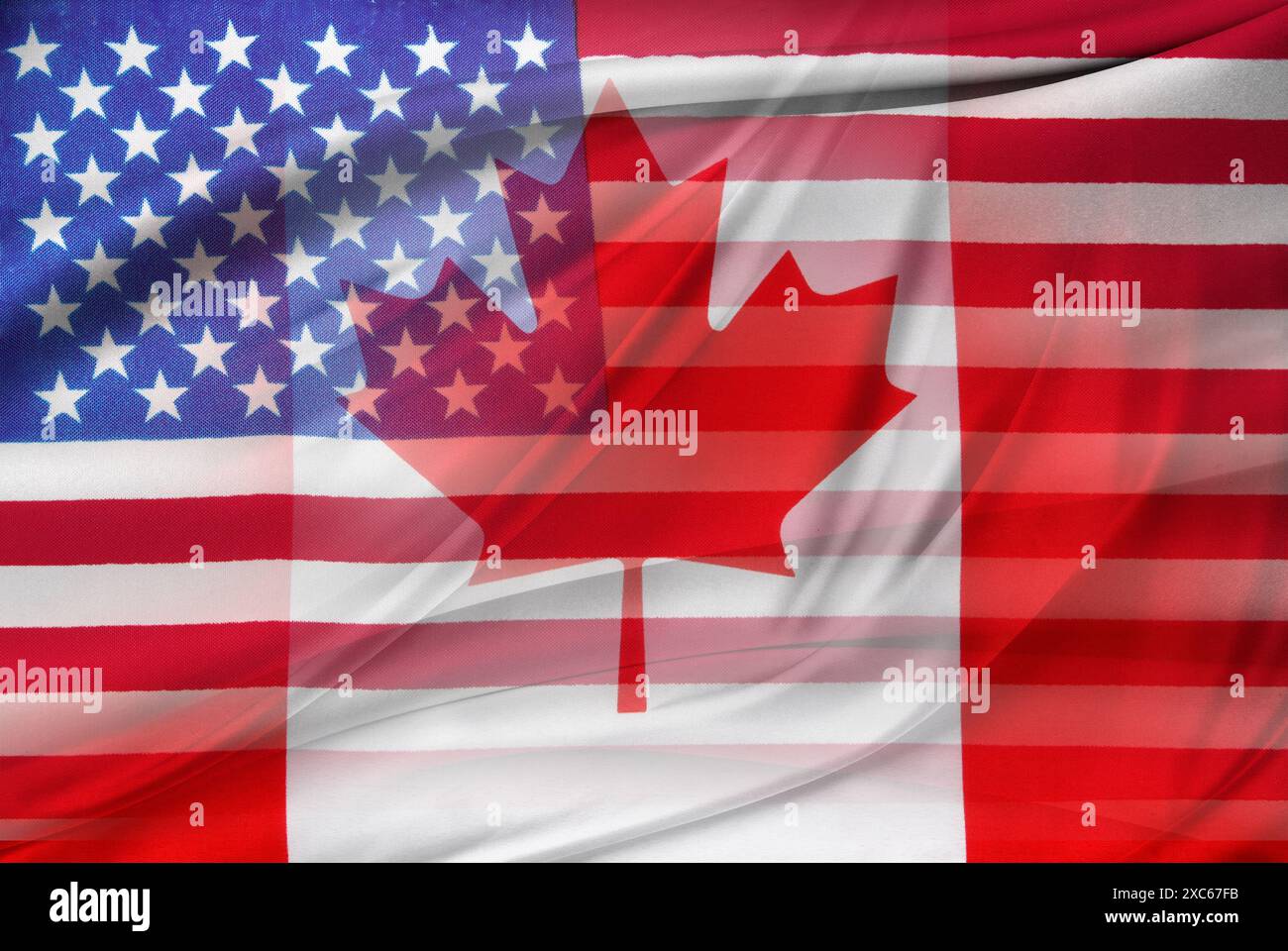Mischung aus amerikanischer und kanadischer Flagge Stockfoto
