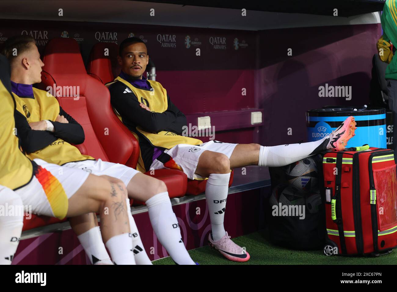 Leroy Sane (Deutschland) vor der UEFA-Europameisterschaft-Gruppe Ein Spiel zwischen Deutschland und Schottland in der Allianz Arena, München am Freitag, den 14. Juni 2024. (Foto: Pat Scaasi | MI News) Credit: MI News & Sport /Alamy Live News Stockfoto