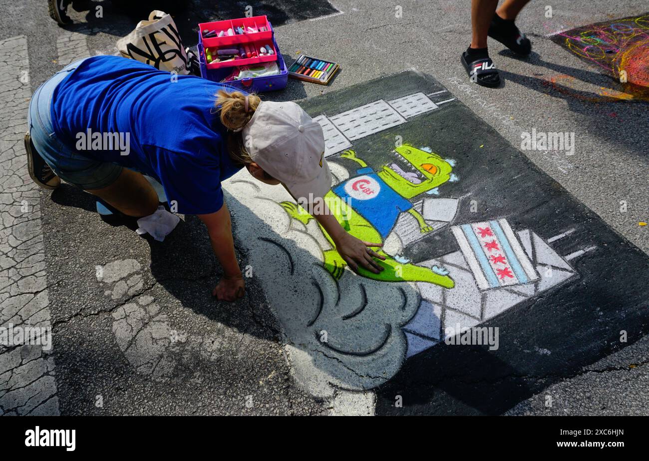 Chalk Howard Festival im Viertel Rogers Park, Chicago, IL, Stockfoto
