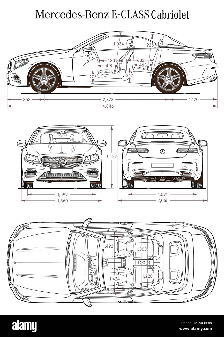 Mercedes Benz E-Klasse Cabriolet 2017 Stock Vektor