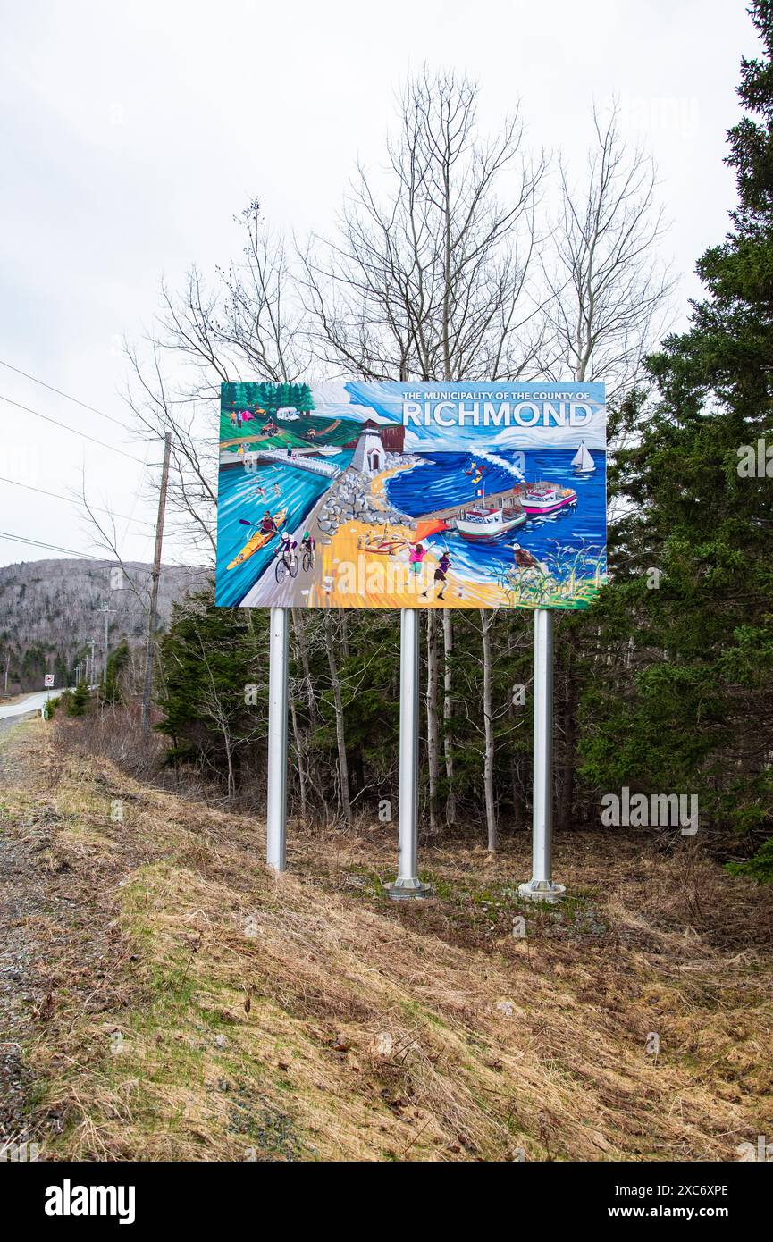 Willkommen im County of Richmond auf NS 4 in Irish Cove, Nova Scotia, Kanada Stockfoto