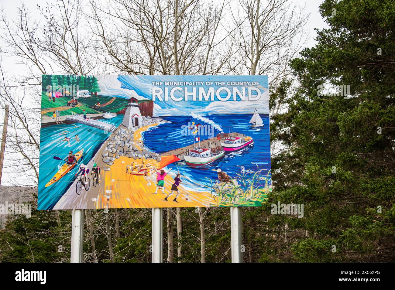 Willkommen im County of Richmond auf NS 4 in Irish Cove, Nova Scotia, Kanada Stockfoto