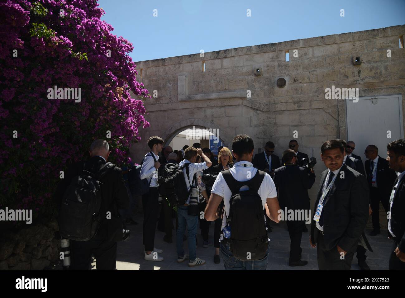 Borgo Egnaza, Italien. Juni 2024. Gipfeltreffen G7 in Borgo Egnaza, Italien. Arbeitssitzung zu Künstlichen Intelligenzen (KI), Energie, Afrika und Mittelmeer. 14.06.2024 Italien, Borgo Egnaza Foto: Aleksy Witwicki/SIPA USA Credit: SIPA USA/Alamy Live News Stockfoto