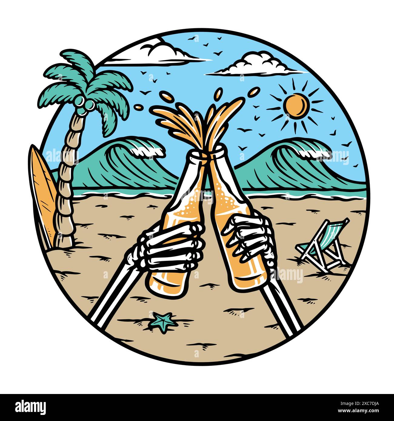 Cheers on the Beach Illustration Stock Vektor