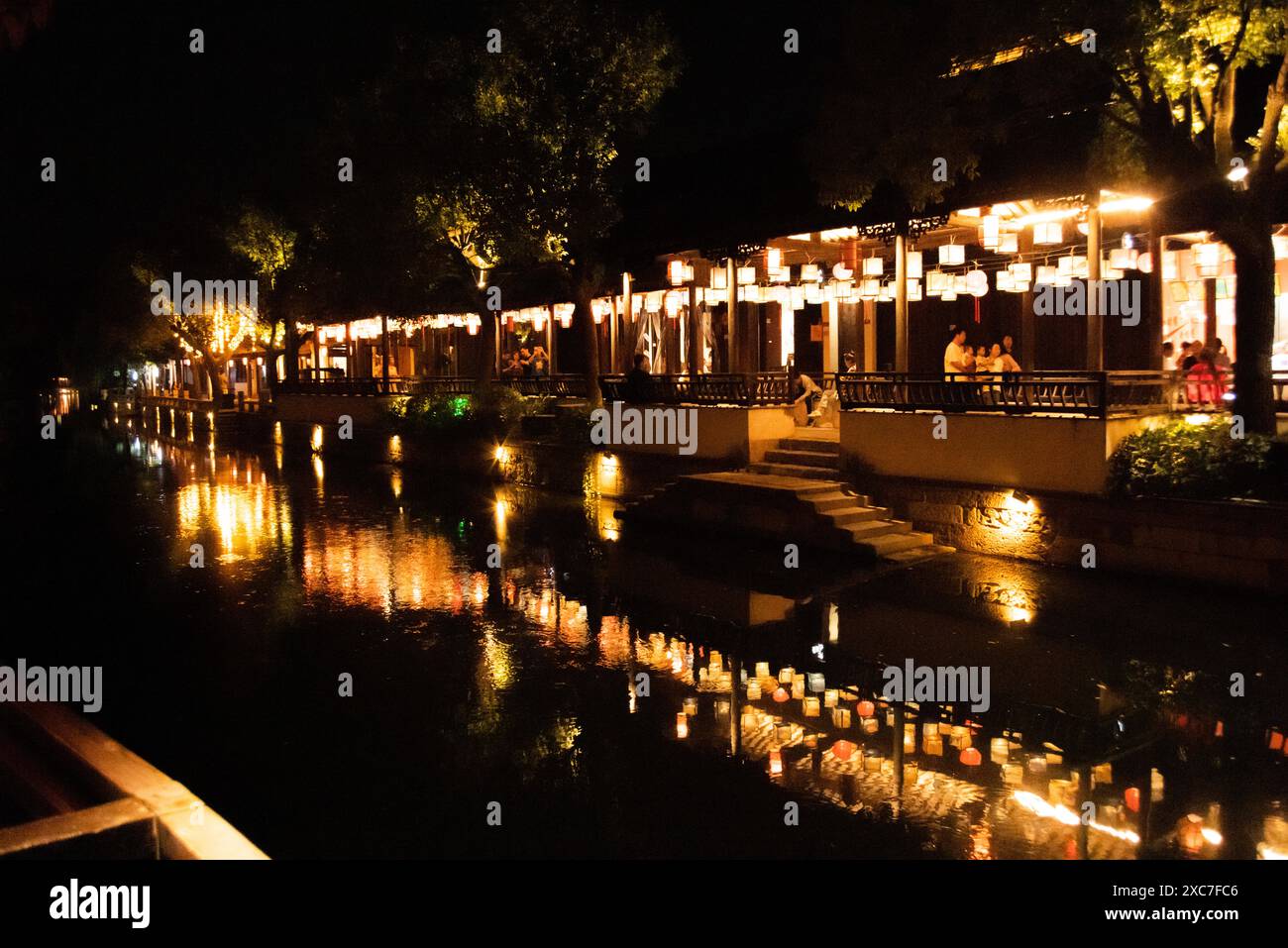 Suzhou, Jiangsu, China-6102024Nachtlandschaft der antiken Stadt Lili Stockfoto