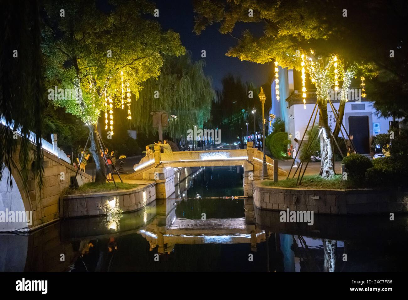 Suzhou, Jiangsu, China-6102024Nachtlandschaft der antiken Stadt Lili Stockfoto