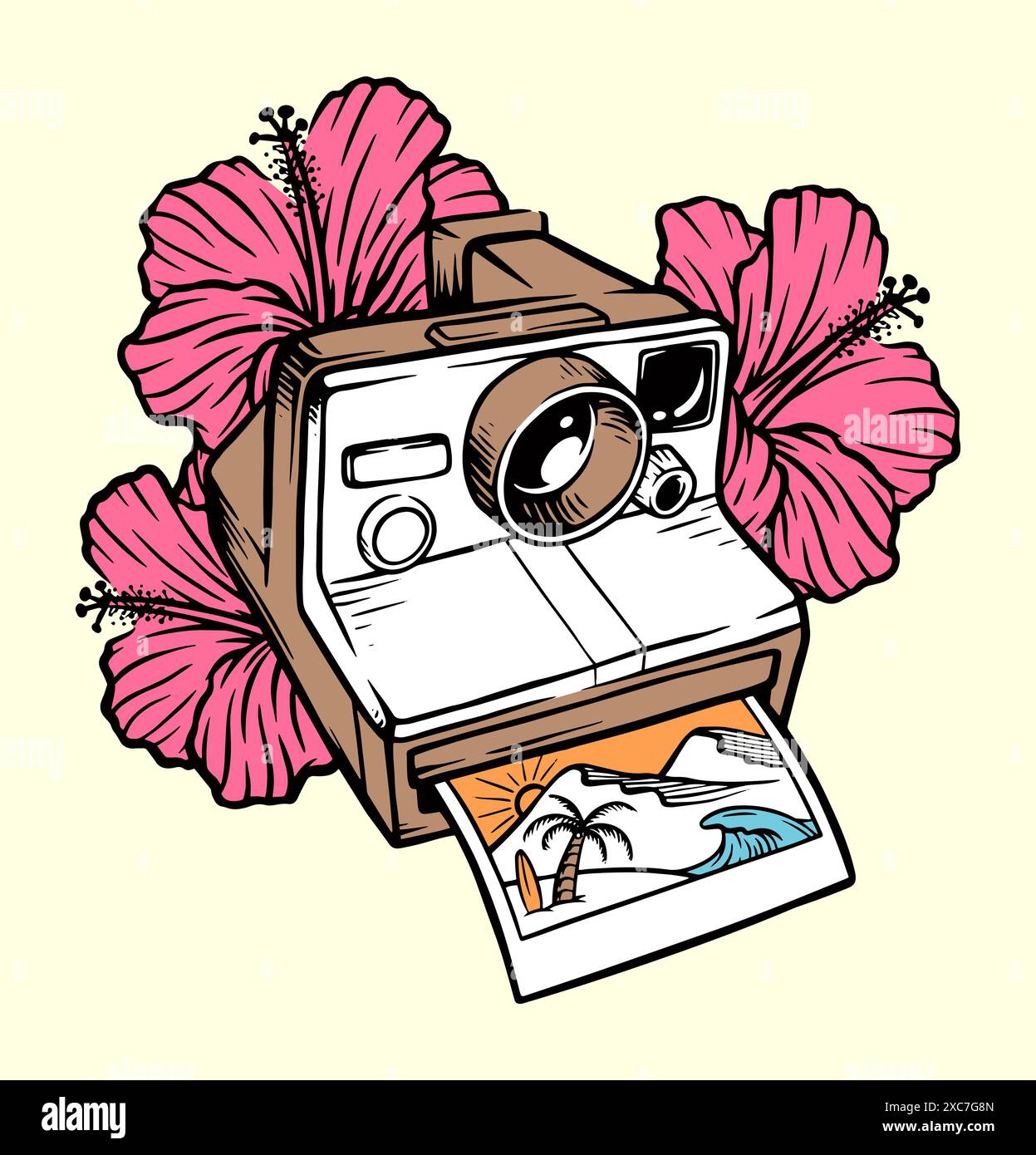 Retro alte Kamera Vektor Illustration handgezeichnet Stockfoto