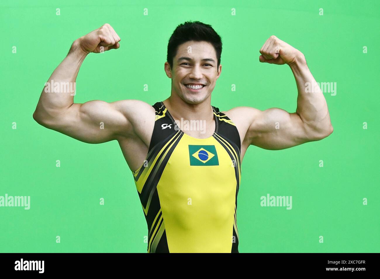 Rio de Janeiro, Brasilien, 15. Mai 2024. Der brasilianische Olympiasieger Arthur Nory Oyakawa, der während eines Medientages im Windsor Hotel in der Stadt Oyakawa war Stockfoto