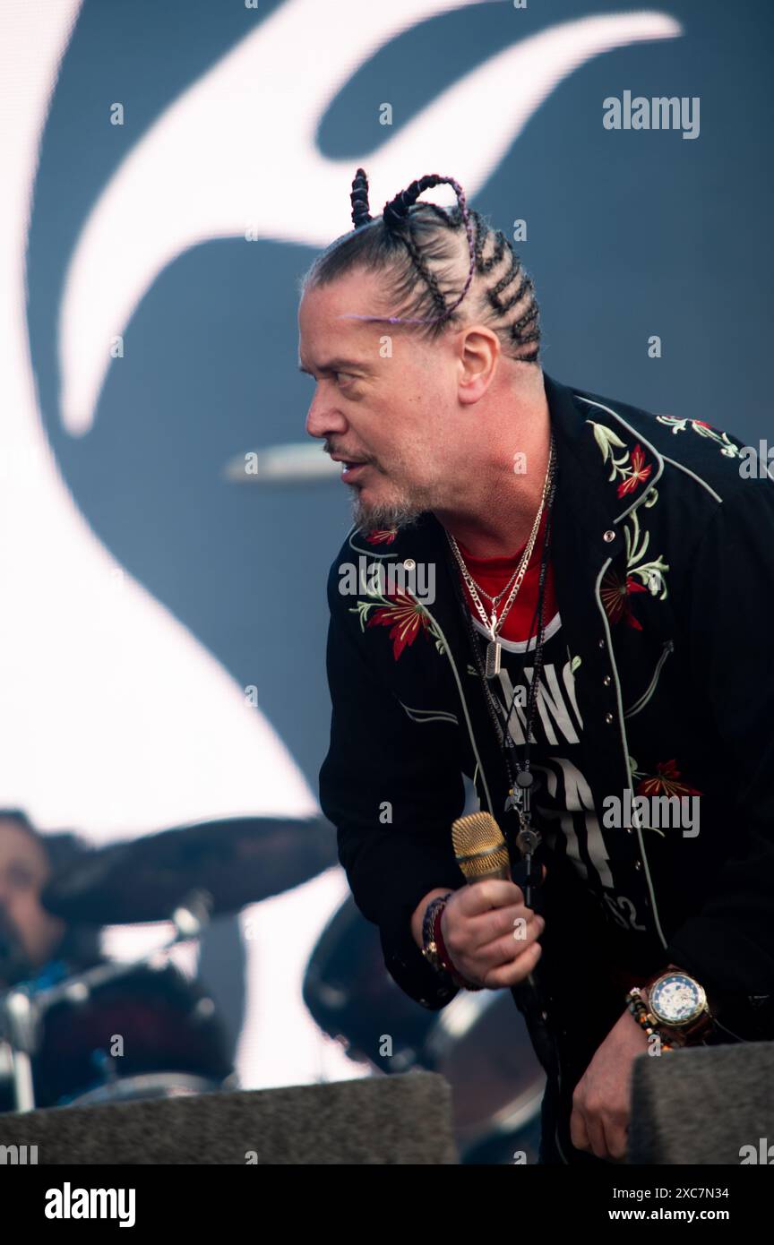 Donington, Großbritannien. Juni 2024. Mike Patton und Scott Ian bringen ihr gemeinsames Projekt Mr. Bungle zum Download Festival. Cristina Massei/Alamy Live News Stockfoto