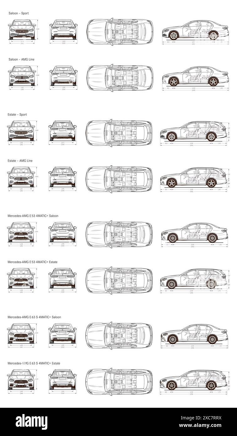 Mercedes Benz E-Klasse Limousine-T-Modell 2021 Stock Vektor