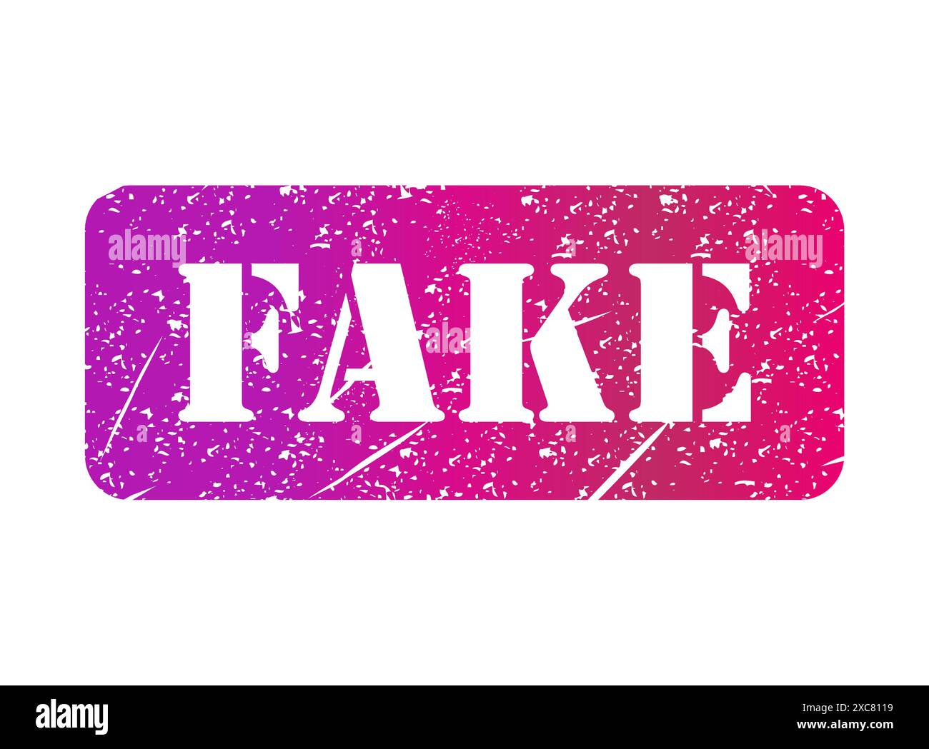 Gefälschtes Stempelsymbol, Aufkleber Schild Taste, Text Banner Vektor Illustration. Stock Vektor