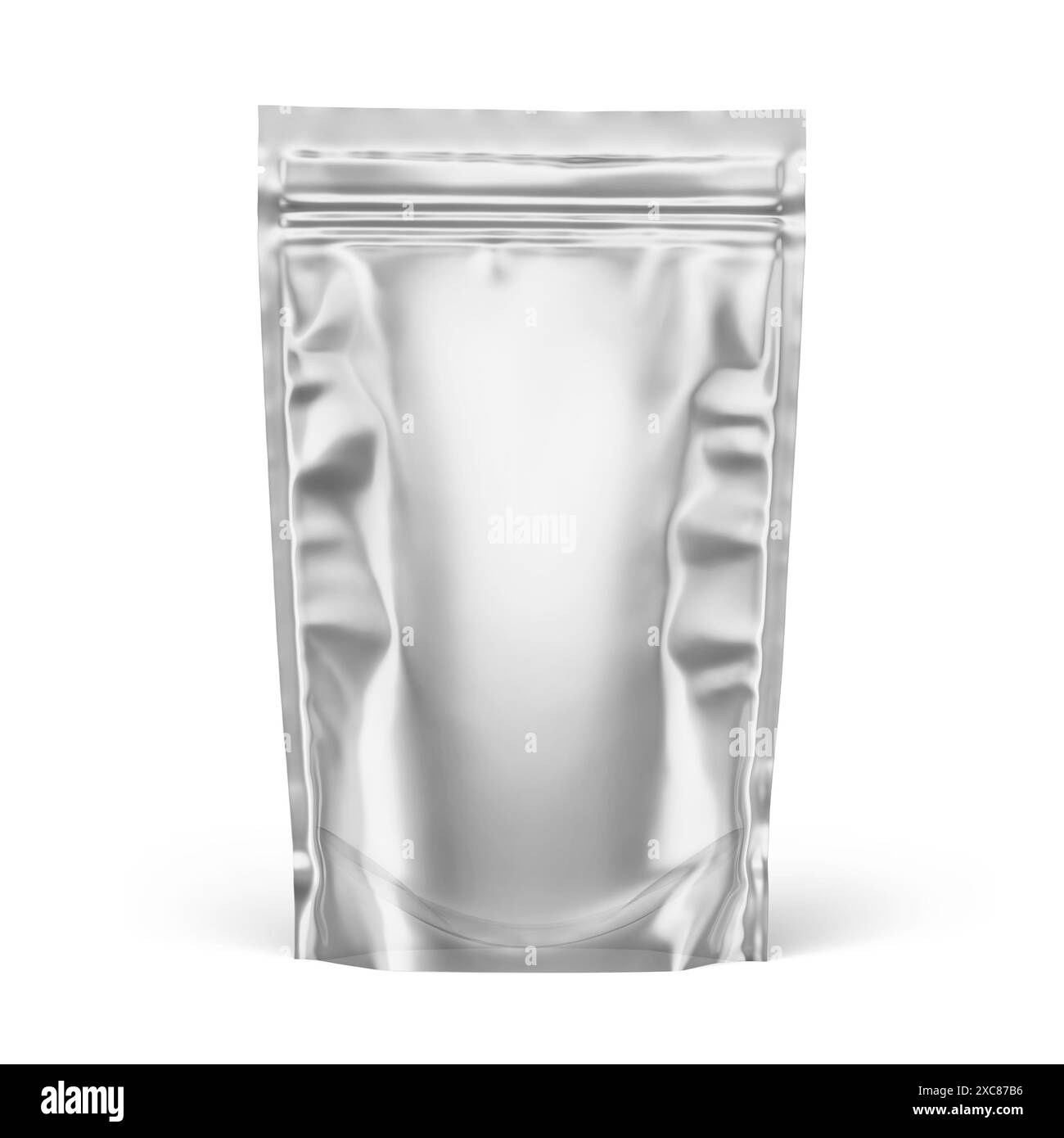 Stand Up Pouch Mockup 3D-Rendering isoliert auf weißem Hintergrund Stockfoto