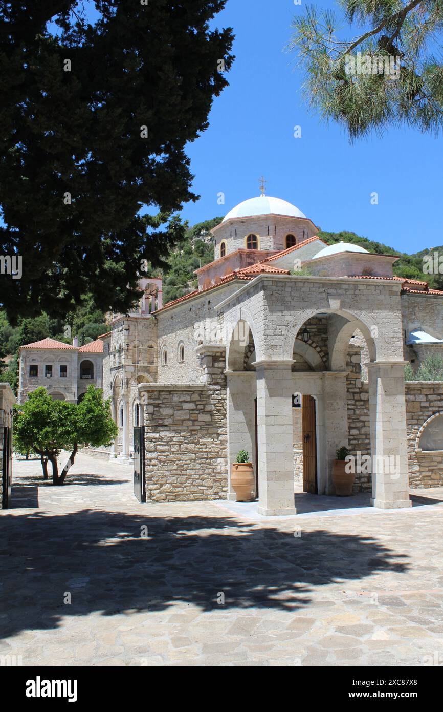 Das Kloster Timios Stavros (Heiliges Kreuz) wurde 1592 vom Mönch Nil dem Latrinos gegründet. Stockfoto