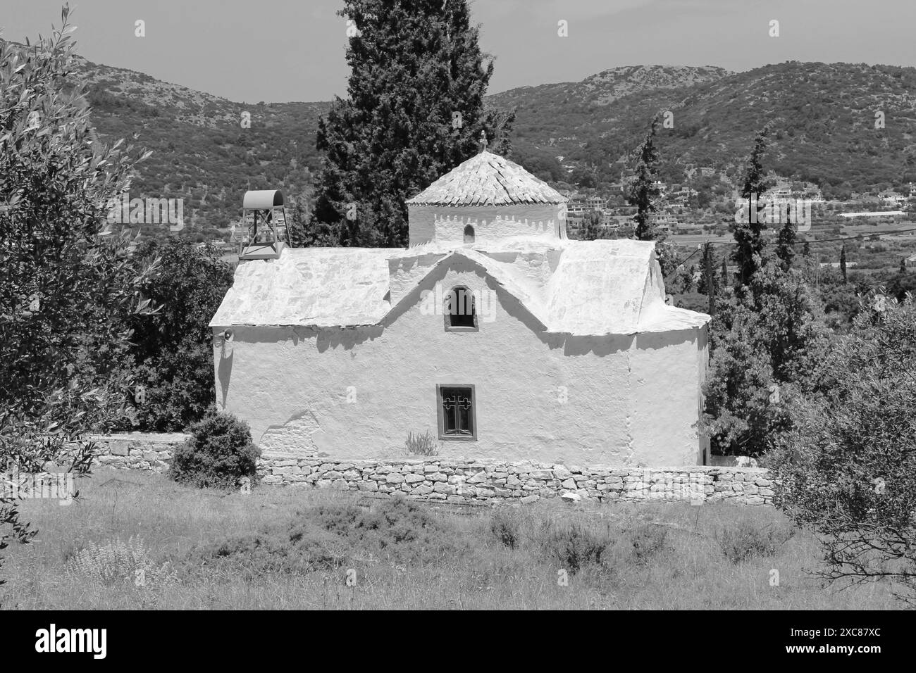 Kirche Aghia Triadha in der Nähe des Heiligen Klosters von Agia Zoni, Samos, Griechenland Stockfoto