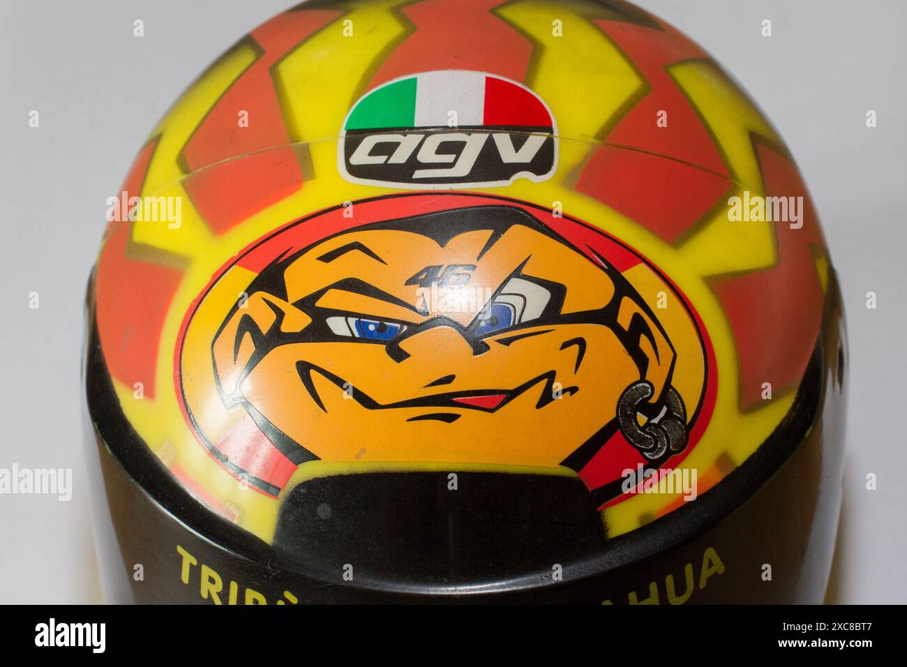 Valentino Rossi Spielzeughelm, Merchandise aus den 2000ern Stockfoto