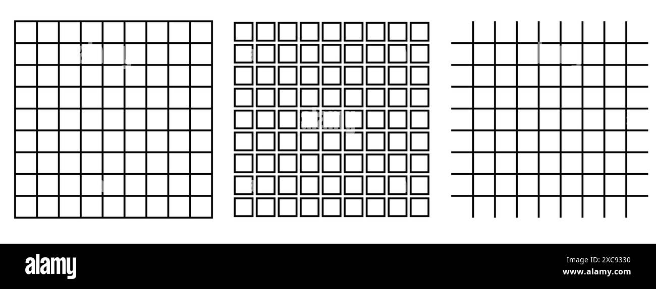 Quadratisches, in 81 Teile geteiltes, schwarzes 9-Raster. Stock Vektor