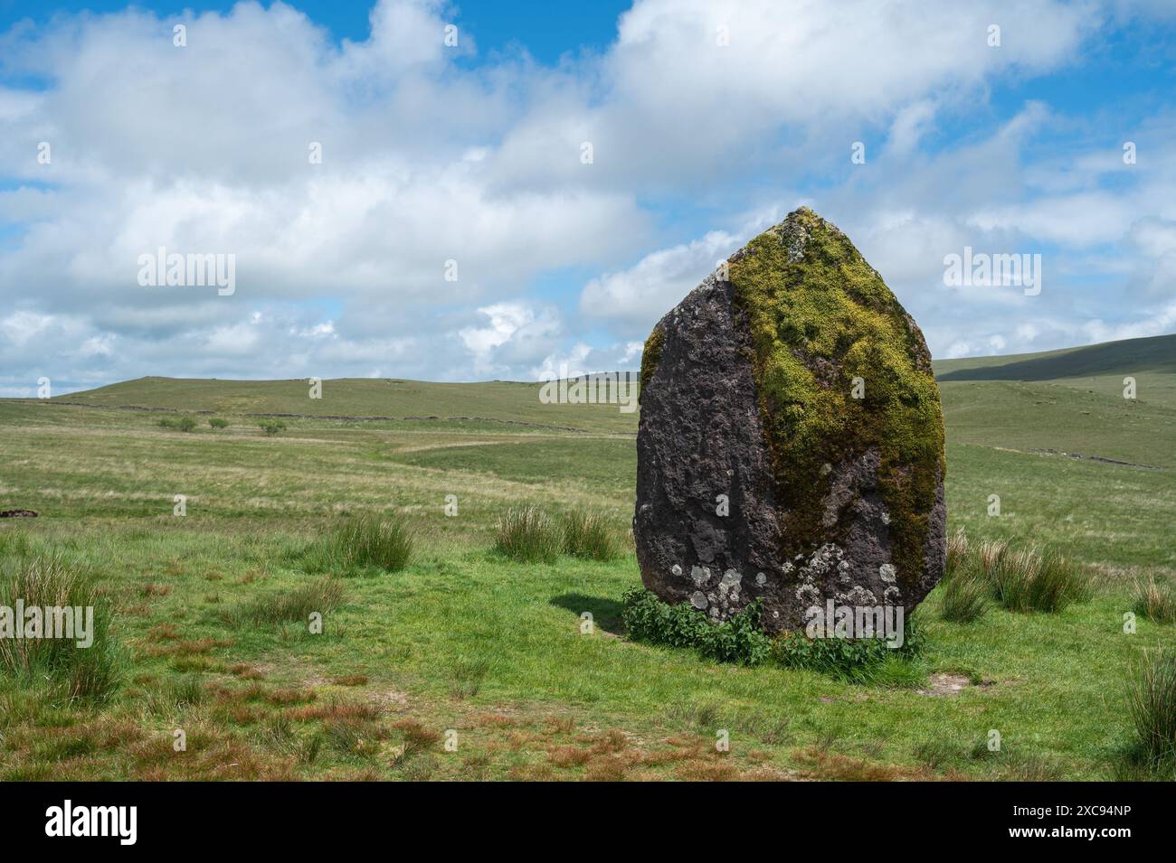 Maen Llia Standing Stone, Bannau Brycheiniog, Wales, Großbritannien Stockfoto