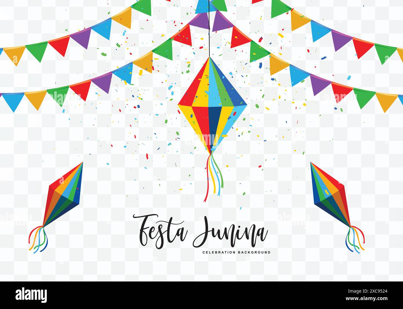 Brasilianische Festa Junina Event dekorative Party Flagge Feier Karte transparenter Hintergrund Stock Vektor