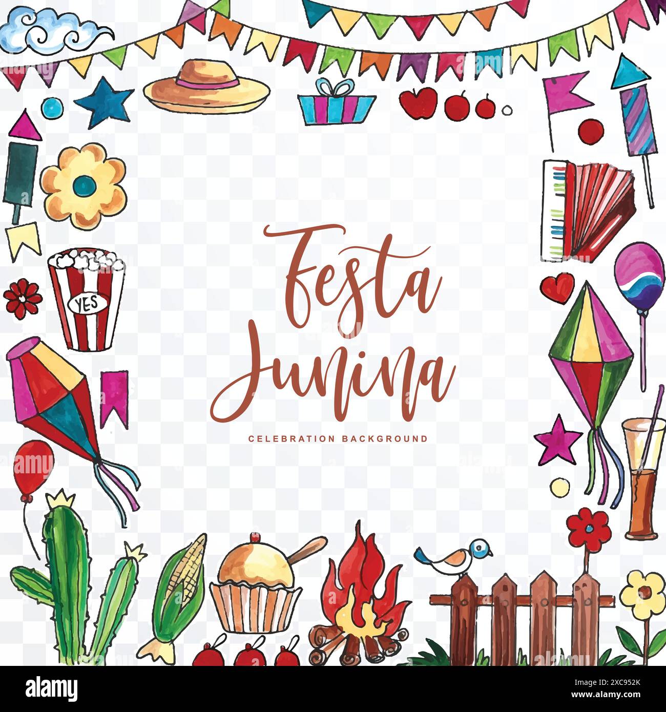 Dekorative Festa Junina-Elemente auf transparentem Hintergrund Stock Vektor