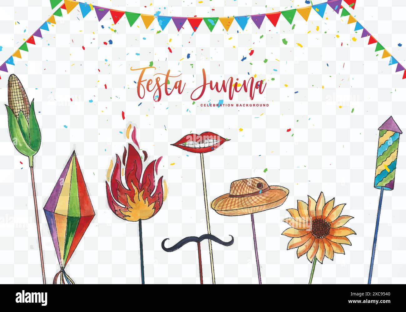 Dekorative Festa Junina-Elemente auf transparentem Hintergrund Stock Vektor