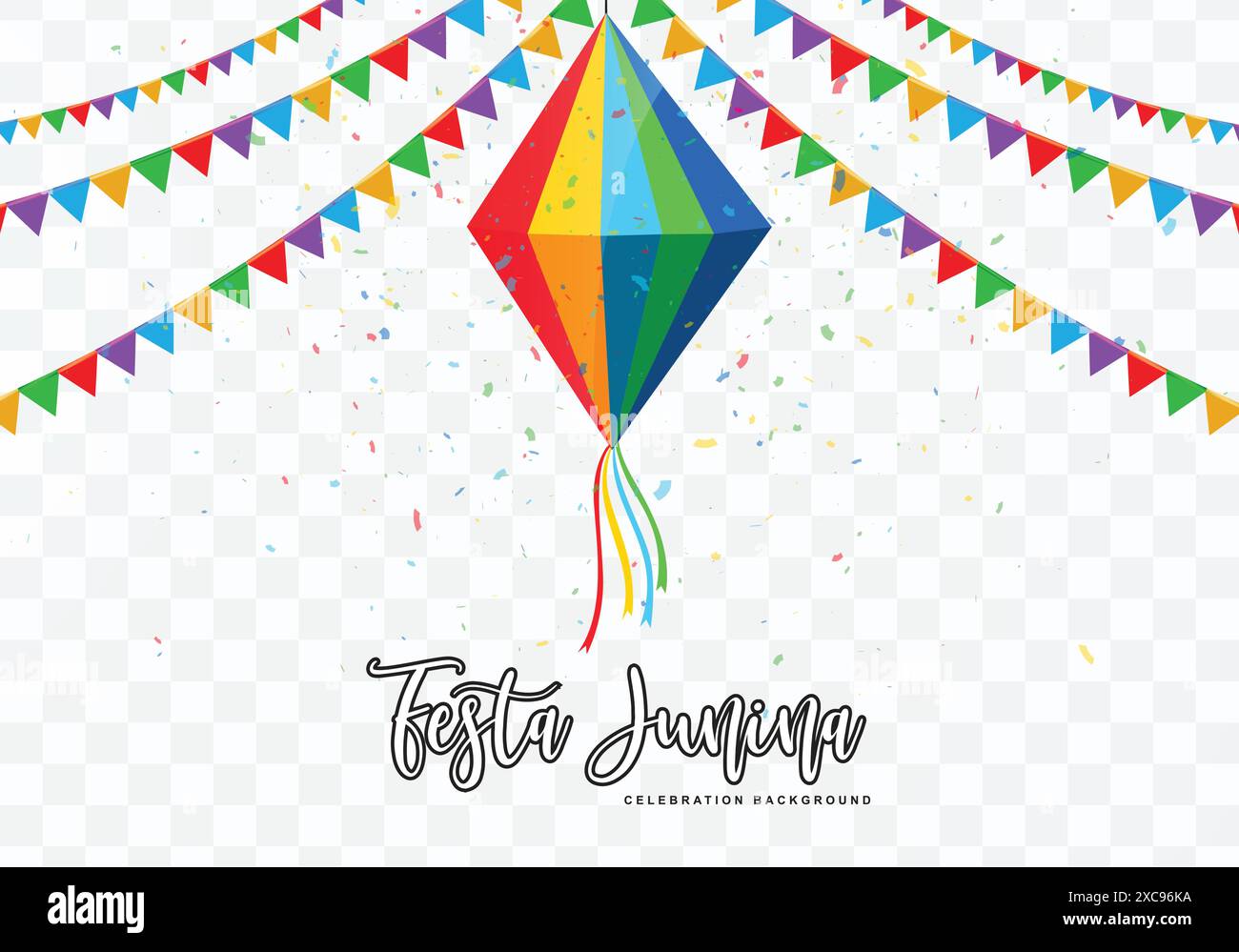 Brasilianische Festa Junina Event dekorative Party Flagge Feier Karte transparenter Hintergrund Stock Vektor