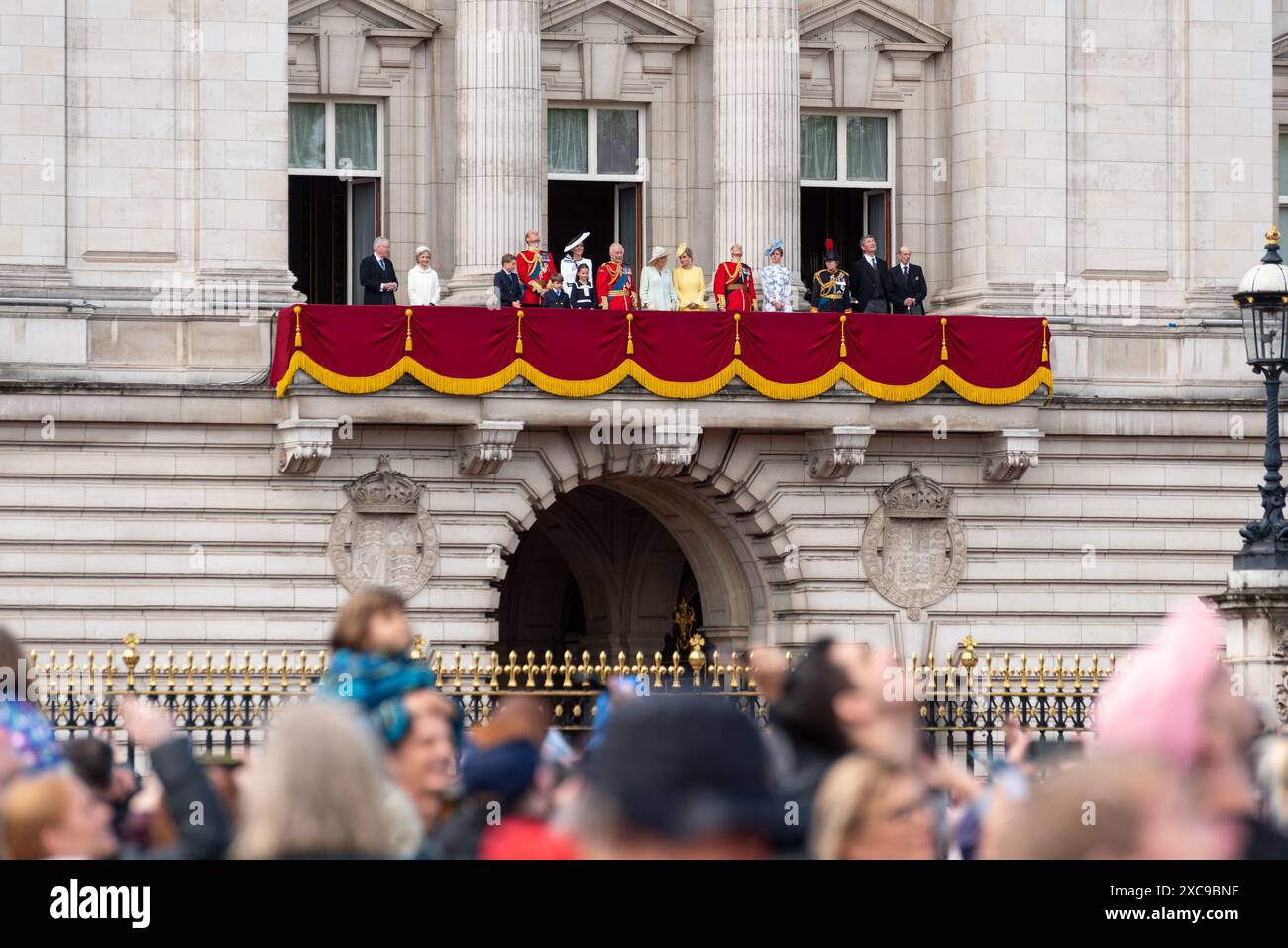 London, Großbritannien. 15. Juni 2024. Mitglieder der königlichen Familie auf dem Balkon des Buckingham Palace während der offiziellen Geburtstagsparade des Königs. Anrede: Andrea Domeniconi/Alamy Live News Stockfoto