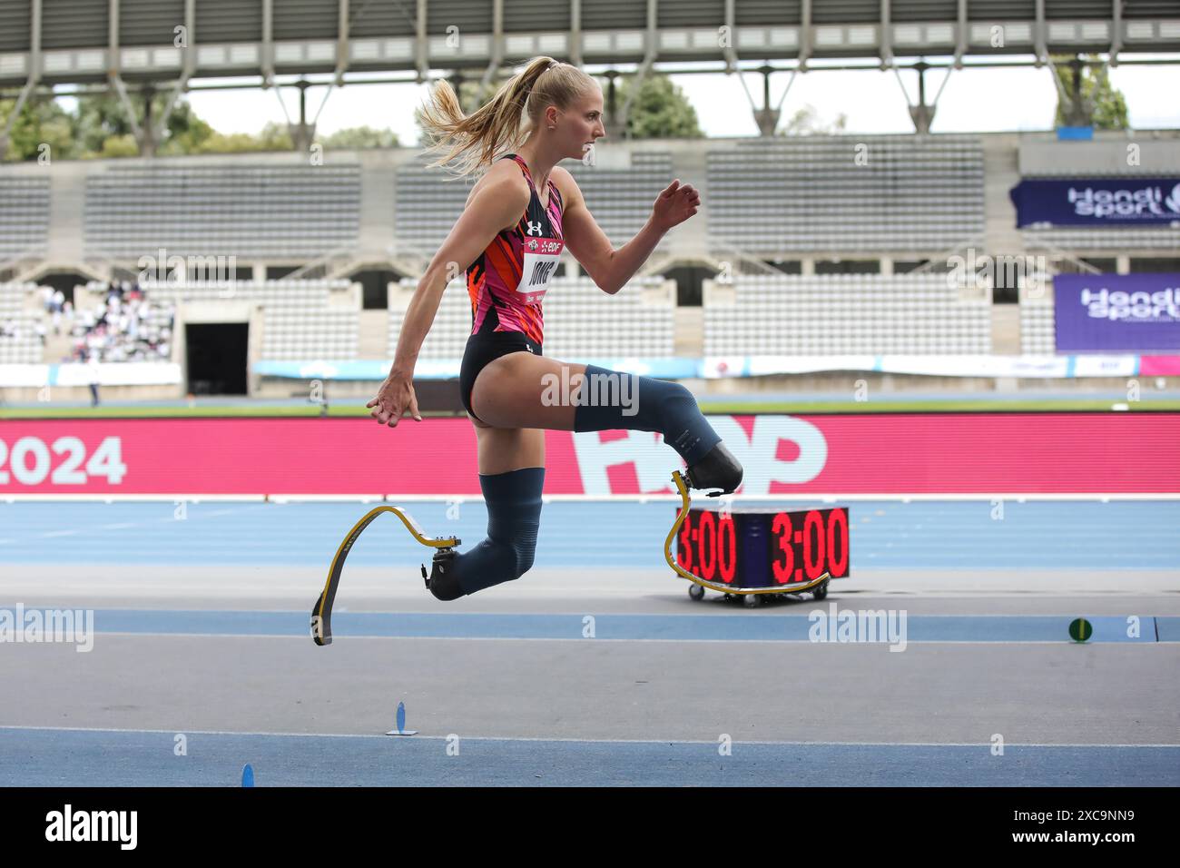 Paris, Frankreich, Freitag, 14. juni 2024, Handisport Paris Open 2024, Fleur Jong, Damen-Langsprung-T62-Finale. Credit Francois Loock / Alamy Live News Stockfoto