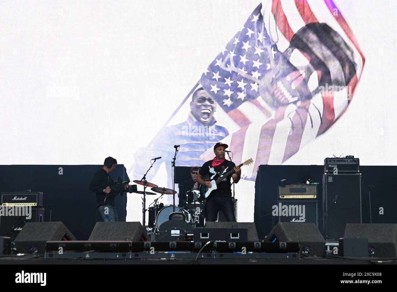 Donington, Großbritannien. Juni 2024. Tom Morello tritt auf der Opus Stage während des Download Festivals 2024 auf. Quelle: Cristina Massei/Alamy Live News Stockfoto