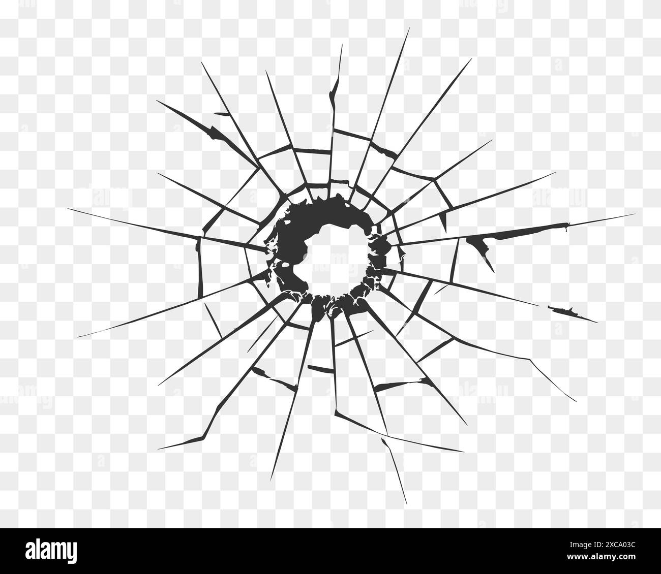 Glasbruch, Risse auf Glas isoliert. Stock Vektor