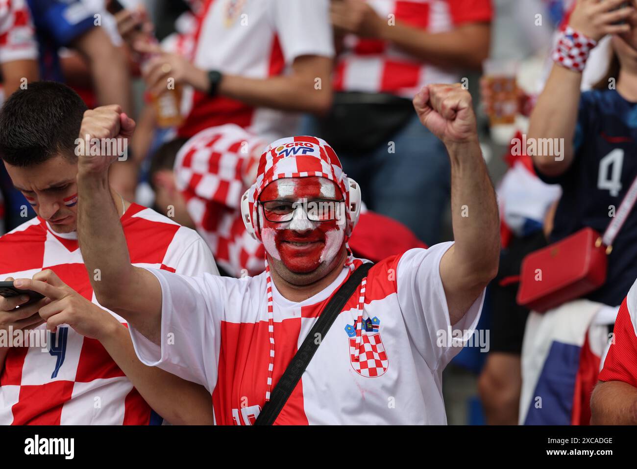 Berlin, Deutschland, 15. Juni 2024. Kroatien-Fans während des Spiels zwischen Spanien und Kroatien. Uefa Euro 2024 Deutschland. Gruppe B. Credit: Fabideciria/Alamy Live News Stockfoto