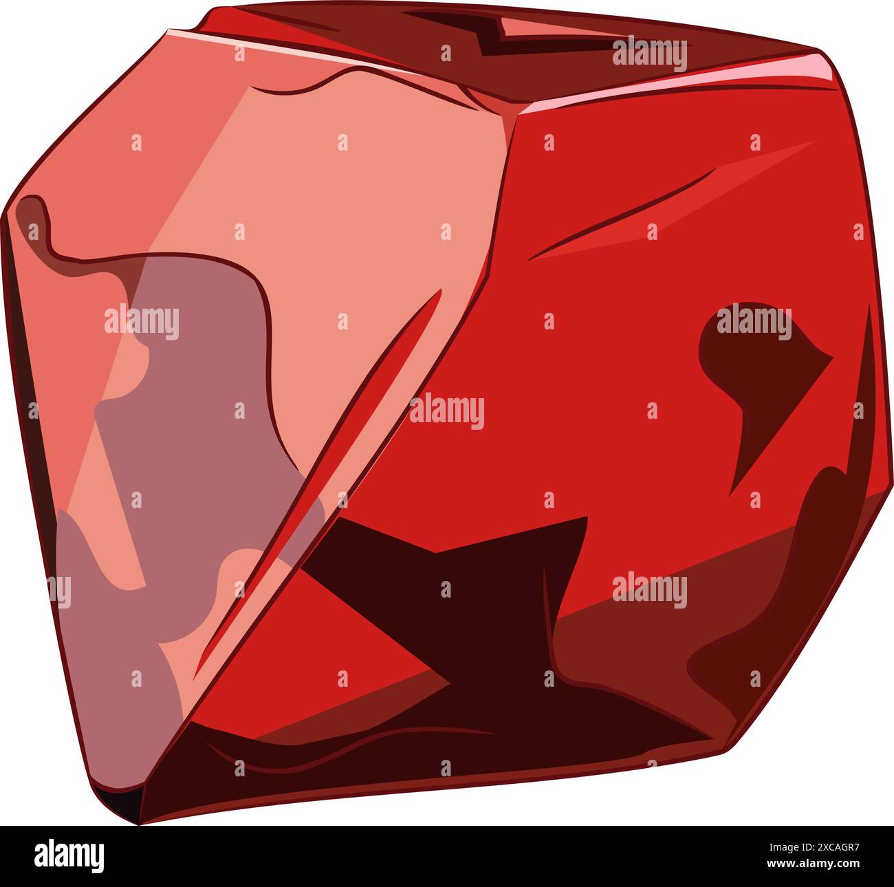 Natürlicher roter Rubin ohne Schnitt. Vektorillustration von rotem Rubin mit tiefer, satter Farbe und Brillanz. Feuriger roter Rubin-Farbton, gepaart mit seinem außergewöhnlichen Stock Vektor