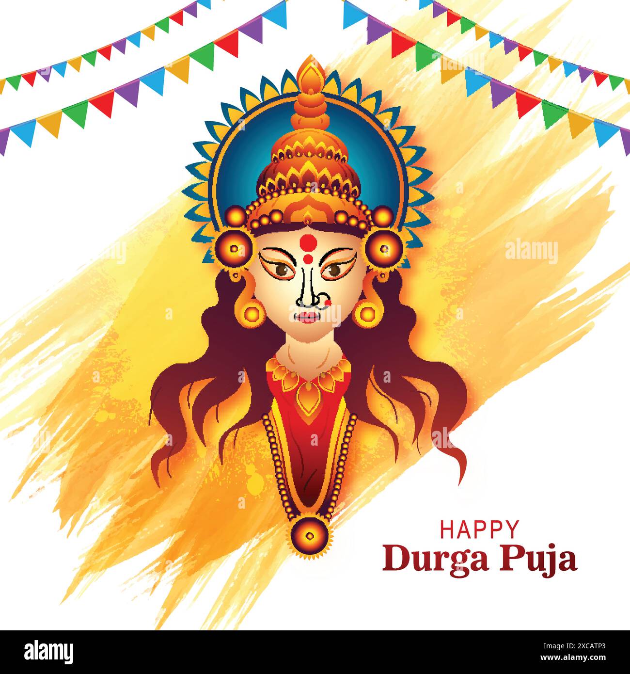 Happy durga Puja indien Festival Feiertagskarte Illustration Hintergrund Stock Vektor