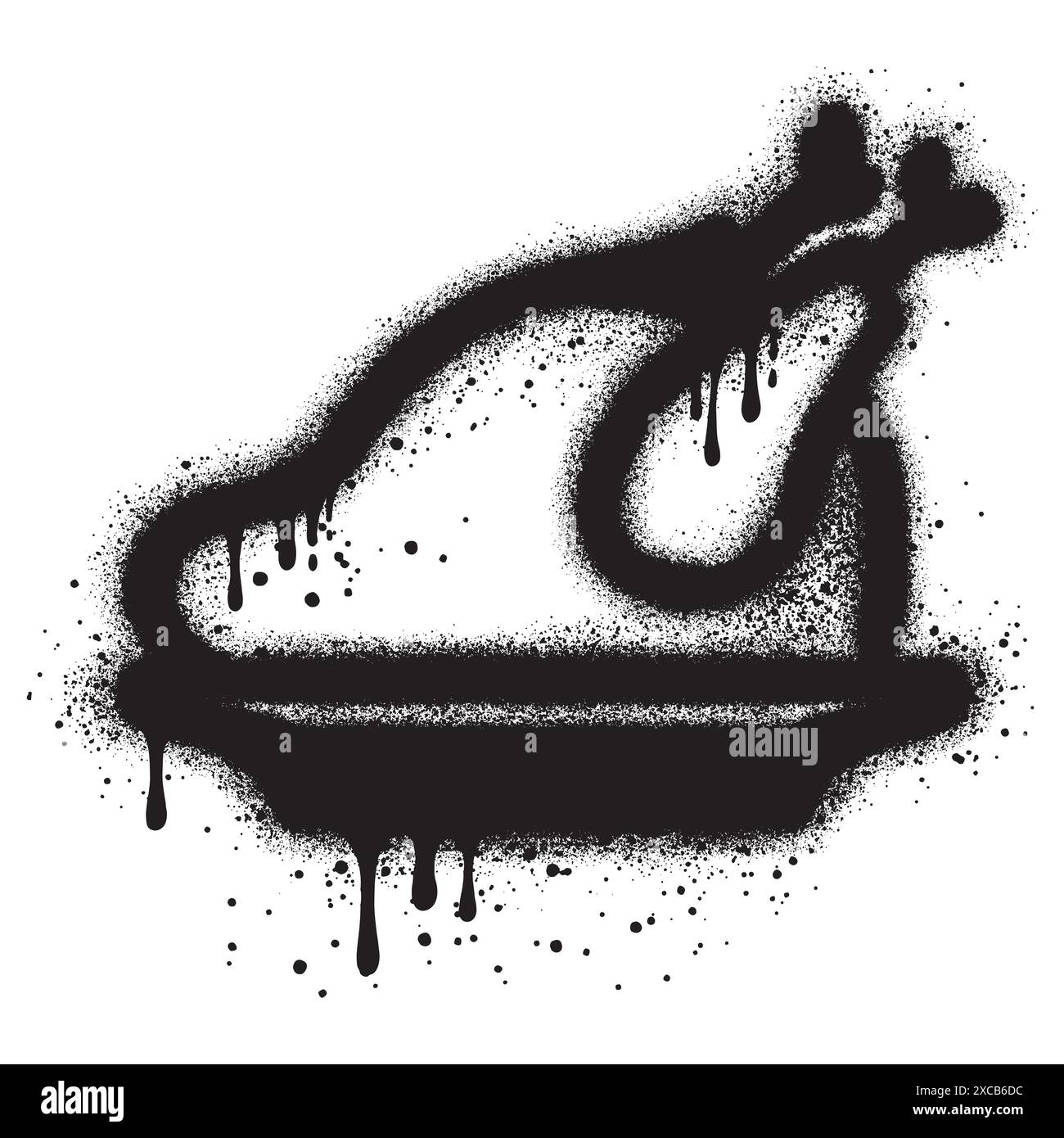 Huhn Braten Graffiti mit schwarzer Sprühfarbe.Vektor Illustration. Stock Vektor