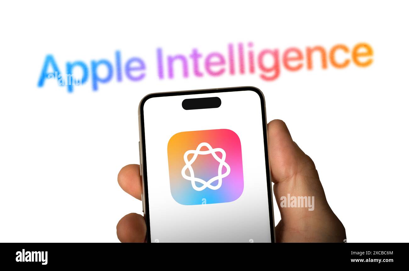 Apple Intelligence AI-Softwareanwendung Stockfoto